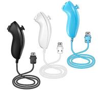 NC 3 Packs Nunchuck Controller Joystick Gamepad Replacement for wii Nunchuck Controller, Compatible with Nintendo Wii & Wii U Video Game Gamepads (White Black Blue)