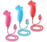 NC 3 Packs Nunchuck Controller Joystick Gamepad Replacement for wii Nunchuck Controller, Compatible with Nintendo Wii & Wii U Video Game Gamepads (Blue Pink Red)