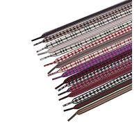NC 3 Pairs Plaid Shoelaces Unisex Replacement Shoelaces Flat String Cords Shoe Laces Plaids Stripe Pattern Flat Casual Shoelaces for Sneaker Sport Shoes