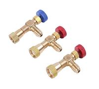 NC 3Pcs R410A R22 R410 Refrigeration Air Conditioning Valve Safety Adapter Fitting 1/4" 5/16" Inch Male/Famale Refrigeration Tool Charging Hose Valves