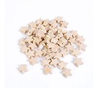 NC 50/100Pcs Star Shape Unfinished Wooden Loose Beads Spacer Beads with Hole Natural Wood Beads Star Shape Wooden Loose Spacer Beads