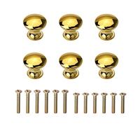 NC 6 Pieces Solid Small Gold Cabinet Knobs Round Mushroom Shape Pull Handle with Screws for Cupboard Drawer Furniture Doors, Single Hole, Zinc Alloy