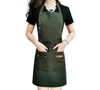 NC Apron for Men Women with Adjustable Straps and Large Pockets, Canvas Cotton Cooking Kitchen Chef Bib Aprons