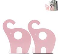 NC Children's Bookends Elephant Creative Kids Iron Books Stationery Simple Tables Children Animal Bookend 1 Pair 19 x 12 cm (Pink)