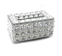 NC Crystal Tissue Box Paper Towel Storage, Rectangle Cover Luxury Toilet er for Vanity/Countertop/Bedroom Dresser/Night Stand/Desk/Table, Rose Gold/1452 (Color : Silver)