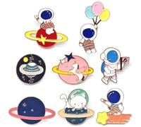 NC Enamel Pins, Regerly 8 Pieces Enamel Brooches Pin Cute Space Planet Alloy for Clothes Bags Jackets Hat DIY Accessory, Metal, Metal