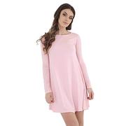 NC Limited Women's Ladies Girls Swing Dress *Long Sleeve* Tops T-Shirts Skater Dresses Vest Crew Neck Top Sizes 8-26 (Baby Pink, 3XL)