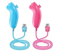 NC Nunchuck Controller Joystick Gamepad Replacement for wii Nunchuck Controller, Compatible with Nintendo Wii & Wii U Video Game Gamepads. (Blue+Pink)