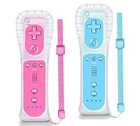 NC Wii Controller 2 Pack, Replacement for Wii Remote Controller,Compatible with Nintendo Wii/Wii U, With Silicone Case and Wrist Strap. (Blue+Pink)