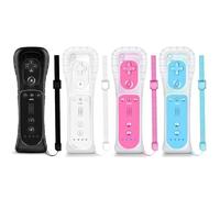 NC Wii Controller 4 Pack, Replacement for Wii Remote Controller,Compatible with Nintendo Wii/Wii U, With Silicone Case and Wrist Strap. (White+Black+Blue + Pink)