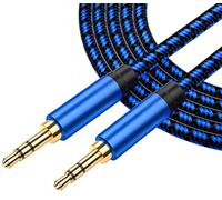 NC XQIN 15ft/5M 3.5mm Male to Male Braided Nylon Auxiliary Audio Cable for Car, Compatible with Headphone, Speaker, Phone, Surface Dock, Car Stereo & More