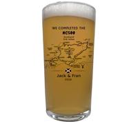 NC500 Personalised Conical Pint Glass, 568ml, Engraved North Coast 500 Route Map, Custom Name & Year, Scottish Road Trip Souvenir