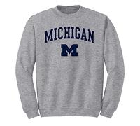 NCAA Arch Logo, Team Color Crewneck, College, University, Michigan Wolverines Sport Grey, XL