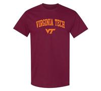 NCAA Arch Logo, Team Color T Shirt, College, University, Virginia Tech Hokies Maroon, L