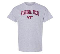 NCAA Arch Logo, Team Color T Shirt, College, University, Virginia Tech Hokies Sport Grey, XL