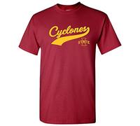 NCAA Baseball Jersey Script, Team Color T Shirt, College, University, Iowa State Cyclones Cardinal, 3XL