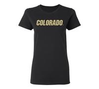 NCAA Basic Block, Team Color Womens T Shirt, College, University, University of Colorado Buffaloes Black, L