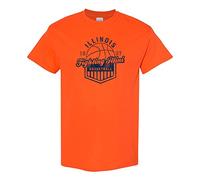 NCAA Basketball Shield, Team Color T Shirt, College, University, Illinois Fighting Illini Orange, S