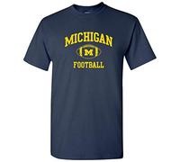 NCAA Classic Football Arch, Team Color T Shirt, College, University, Michigan Wolverines Navy, Medium