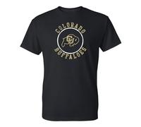 NCAA Distressed Circle Logo, Team Color T Shirt, College, University, University of Colorado Buffaloes Black, L