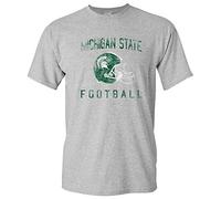 NCAA Faded Football Helmet, Team Color T Shirt, College, University, Michigan State Spartans Sport Grey, 3XL