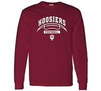 NCAA Football Crescent, Team Color Long Sleeve, College, University, Indiana Hoosiers Cardinal, Large
