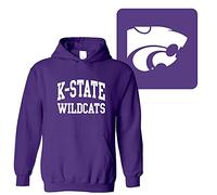NCAA Front and Back Print, Team Color Hoodie, College, University, Kansas State Wildcats Purple, XL