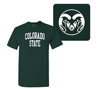 NCAA Front and Back Print, Team Color T Shirt, College, University, Colorado State Rams Forest, Large