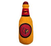 NCAA LOUISVILLE CARDINALS BEER BOTTLE PLUSH DOG & CAT SQUEAK TOY- Cutest STADIUM SODA BOTTLE SNACK Plush Toy for DOGS & CATS with INNER SQUEAKER & Beautiful Football/Basketball Team Name/Logo