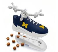 NCAA Michigan Wolverines Cleat Sneaker Spike Dog Toy, Treat Dispenser Chew Toy for Dogs, Interactive Rope Tug Toy, Slow Feeder Natural Rubber Dog Toy with Official Team Logo for Puppies & Adult Dogs