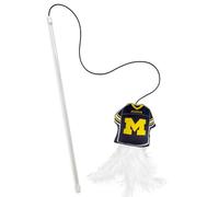 NCAA Michigan Wolverines Team Jersey Wand with CAT NIP, Cat Toy Jersey Shaped Plush Teaser Toy for Cats & Kittens - Interactive Pet Toy for Play & Exercise