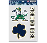 NCAA Notre Dame Fighting Irish Decal Multi Use Fan 3 Pack, Team Colors, One Size