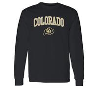 NCAA Officially Licensed College - University Team Color Arch Logo Long Sleeve, Colorado Buffaloes Black, XXL