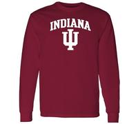 NCAA Officially Licensed College - University Team Color Arch Logo Long Sleeve, Indiana Hoosiers Cardinal, XL
