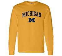 NCAA Officially Licensed College - University Team Color Arch Logo Long Sleeve, Michigan Wolverines Gold, Large