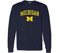NCAA Officially Licensed College - University Team Color Arch Logo Long Sleeve, Michigan Wolverines Navy, Large