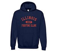 NCAA Officially Licensed College - University Team Color Athletic Arch Hoodie, Illinois Fighting Illini Navy, Small