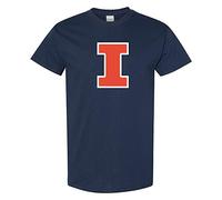 NCAA Officially Licensed College - University Team Mascot/Logo Basic T Shirt, Illinois Fighting Illini Navy, Medium