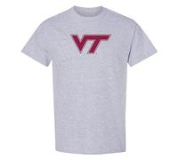 NCAA Officially Licensed College - University Team Mascot/Logo Basic T Shirt, Virginia Tech Hokies Sport Grey, XL