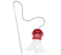 NCAA Ohio State Buckeyes Cat Toy Wand with Catnip - Team Jersey Shaped Plush Teaser Toy for Cats & Kittens - Interactive Pet Toy for Play & Exercise