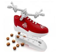 NCAA Ohio State Buckeyes Cleat Sneaker Spike Dog Toy, Treat Dispenser Chew Toy for Dogs, Interactive Rope Tug Toy, Slow Feeder Natural Rubber Dog Toy with Official Team Logo for Puppies & Adult Dogs