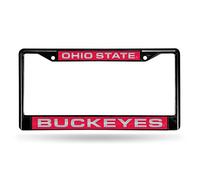 NCAA Rico Industries Laser Cut Inlaid Standard Chrome License Plate Frame, Ohio State Buckeyes