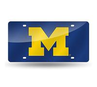 NCAA Rico Industries Laser Inlaid Metal License Plate Tag, Michigan Wolverines