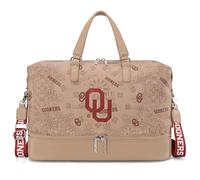 NCAA Team Officially Licensed Duffle Bag, Water-Resistant Gym Duffel with Separate Shoe & Wet Compartment, Weekender Carry-On for Travel, Sports, Fitness, OU-Tan, 20.5"L x 5"W x 13.5"H, Duffle Bag