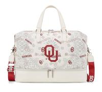 NCAA Team Officially Licensed Duffle Bag, Water-Resistant Gym Duffel with Separate Shoe & Wet Compartment, Weekender Carry-On for Travel, Sports, Fitness, OU-Beige, M, Duffle Bag