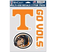 NCAA Tennessee Volunteers Decal Multi Use Fan 3 Pack, Team Colors, One Size