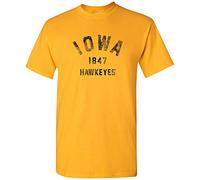 NCAA Vintage Year Arch, Team Color T Shirt, College, University, Iowa Hawkeyes Gold, XL