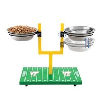 NCAA Virginia Tech Hokies Goalpost Football Field Dog Feeder - Adjustable Elevated Dog Bowls with Stand, 2 Stainless Steel Bowls, Non-Slip Rubber Feet, Raised Pet Feeder for Large & Small Dogs