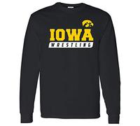 NCAA Wrestling Slant, Team Color Long Sleeve, College, University, Iowa Hawkeyes Black, Medium