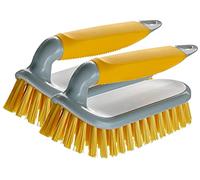 NCaan 2pk Deluxe Hand Scrubbing Brush Heavy Duty with Stiff Bristles & Non-Slip Soft Grip Handle-Household Cleaning Brush for Indoor & Outdoor, Bathroom, Kitchen, Carpet, Floor, Bath, Car (Yellow, 2)